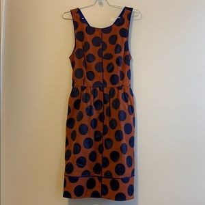Maeve Rockin Dress 10 Pockets Rust Navy polka dot